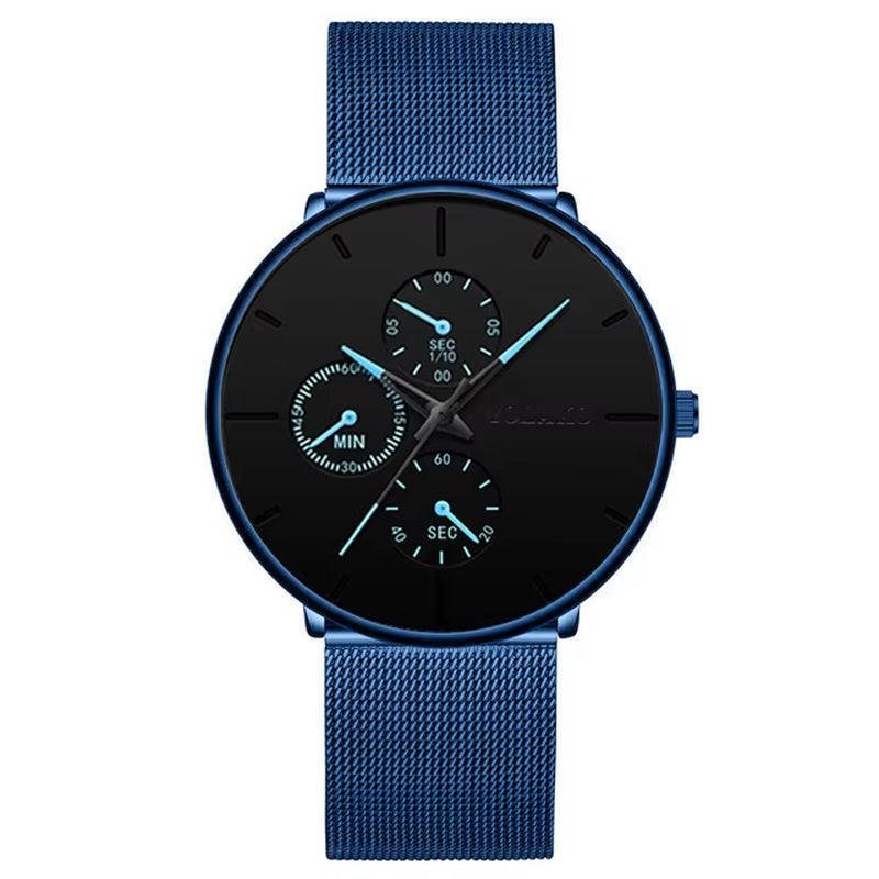 2025 Mens Luxury Watches for Men Business Casual Ultra Thin Clock Male Stainless Steel Mesh Belt Quartz Watch Relogio Masculino