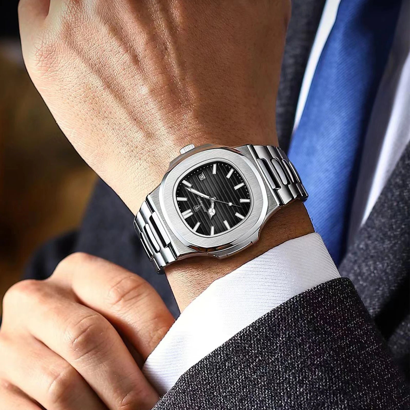 Top Luxury Brand Man Watch Sports Waterproof Luminous Date Men Wristwatch Square Dial Quartz Men'S Watches High Quality