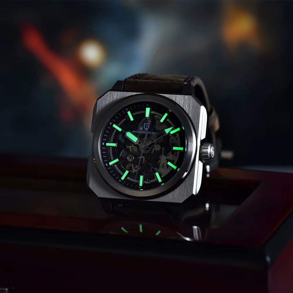 2024 New  Skeleton Men Mechanical Watch Luxury Sapphire Glass Automatic Watch 50M Luminous Waterproof Watch for Men