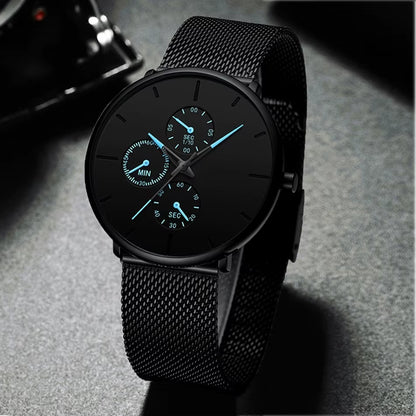 2025 Mens Luxury Watches for Men Business Casual Ultra Thin Clock Male Stainless Steel Mesh Belt Quartz Watch Relogio Masculino