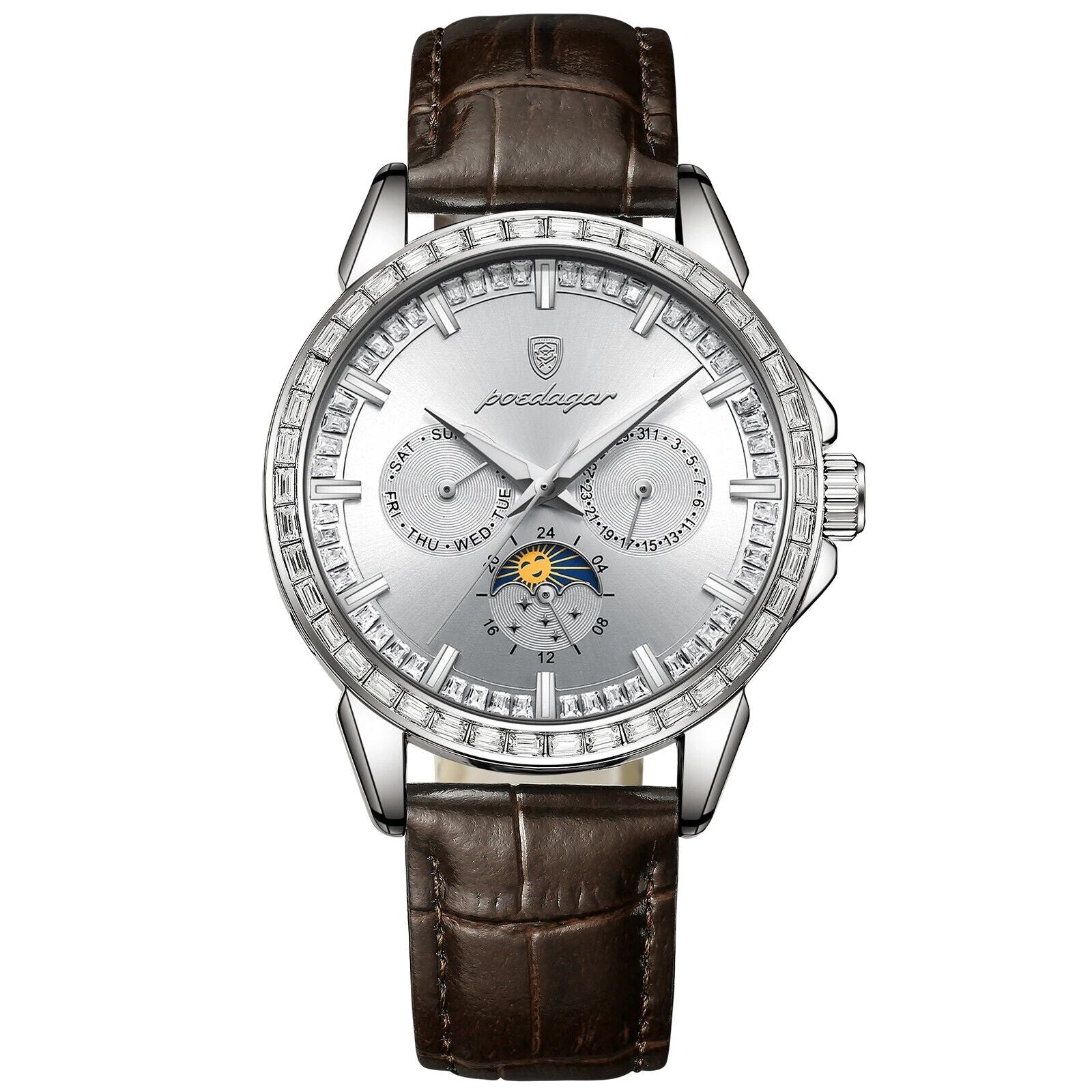 Men Luxury Sport Watch Waterproof Quartz Leather Date Week Display Watch Gift