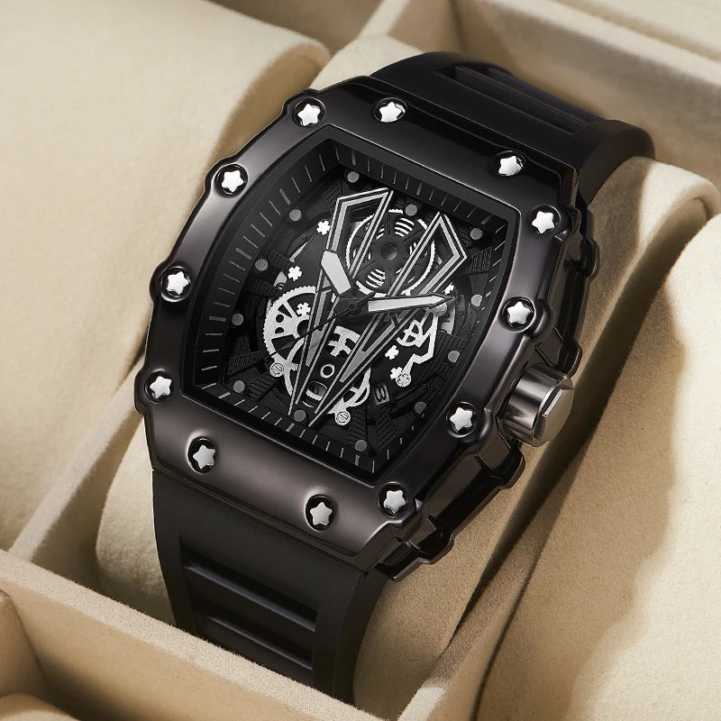 New Men'S Watch Fashion Automatic Quartz Watch Waterproof Watch Sport Men'S Silicone Watch Band Quartz Watch Best Gift
