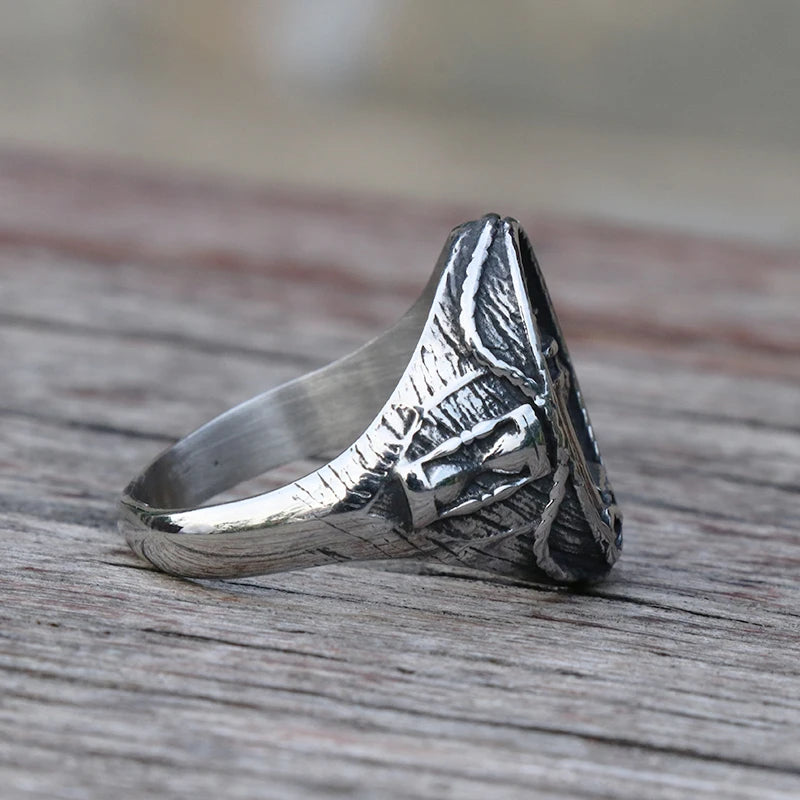 Vintage Nautical Lighthouse Viking Ring Men 316L Stainless Steel Nautical Amulet Signet Ring Nordic Peace Amulet Jewelry Gift