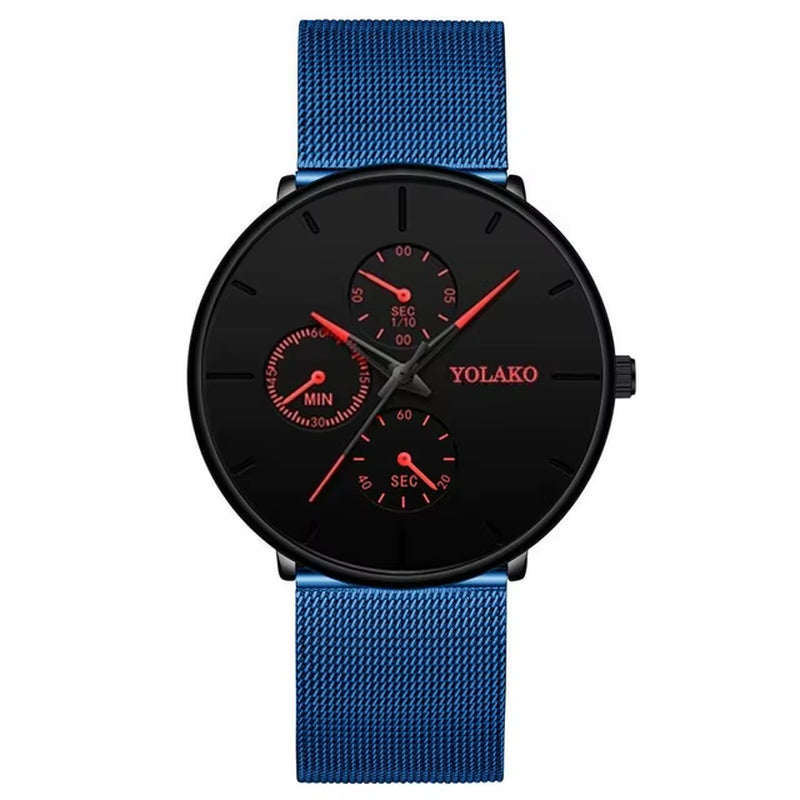 2025 Mens Luxury Watches for Men Business Casual Ultra Thin Clock Male Stainless Steel Mesh Belt Quartz Watch Relogio Masculino