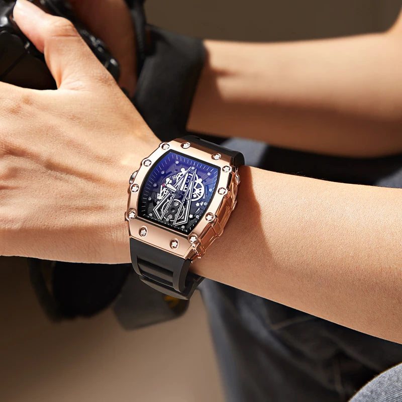 New Men'S Watch Fashion Automatic Quartz Watch Waterproof Watch Sport Men'S Silicone Watch Band Quartz Watch Best Gift