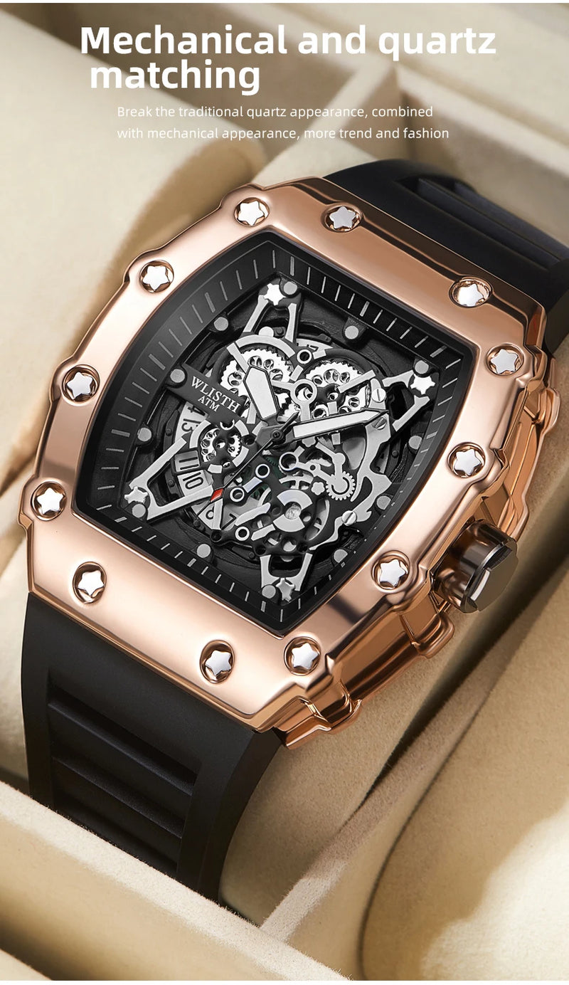 New Men'S Watch Fashion Automatic Quartz Watch Waterproof Watch Sport Men'S Silicone Watch Band Quartz Watch Best Gift