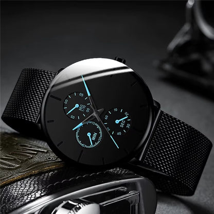 2025 Mens Luxury Watches for Men Business Casual Ultra Thin Clock Male Stainless Steel Mesh Belt Quartz Watch Relogio Masculino