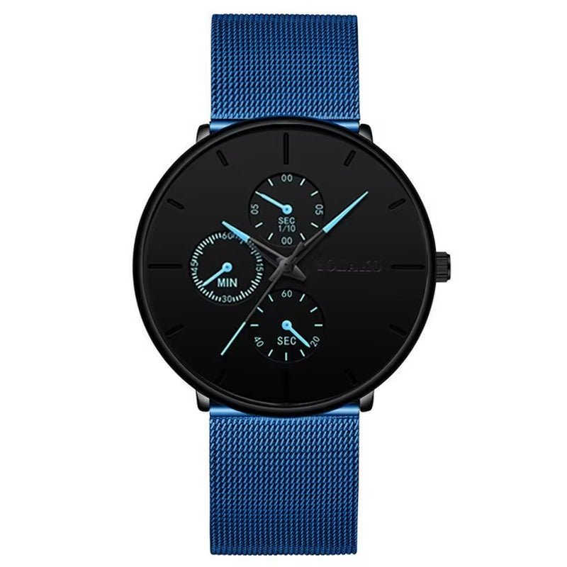 2025 Mens Luxury Watches for Men Business Casual Ultra Thin Clock Male Stainless Steel Mesh Belt Quartz Watch Relogio Masculino