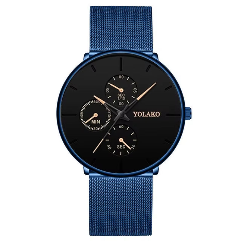 2025 Mens Luxury Watches for Men Business Casual Ultra Thin Clock Male Stainless Steel Mesh Belt Quartz Watch Relogio Masculino