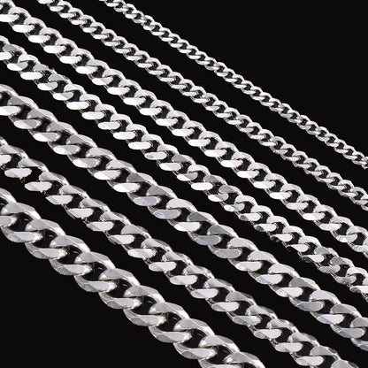 1 Piece Size 3.6Mm-9Mm Men'S Necklace Stainless Steel Cuban Link Chain Bracelet Necklace Steel Color Male Jewelry