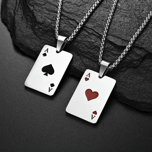 Fashionable Simple Playing Card Decorative Stainless Steel Necklace Suitable for Daily Party Travel and Fashionable Jewelry
