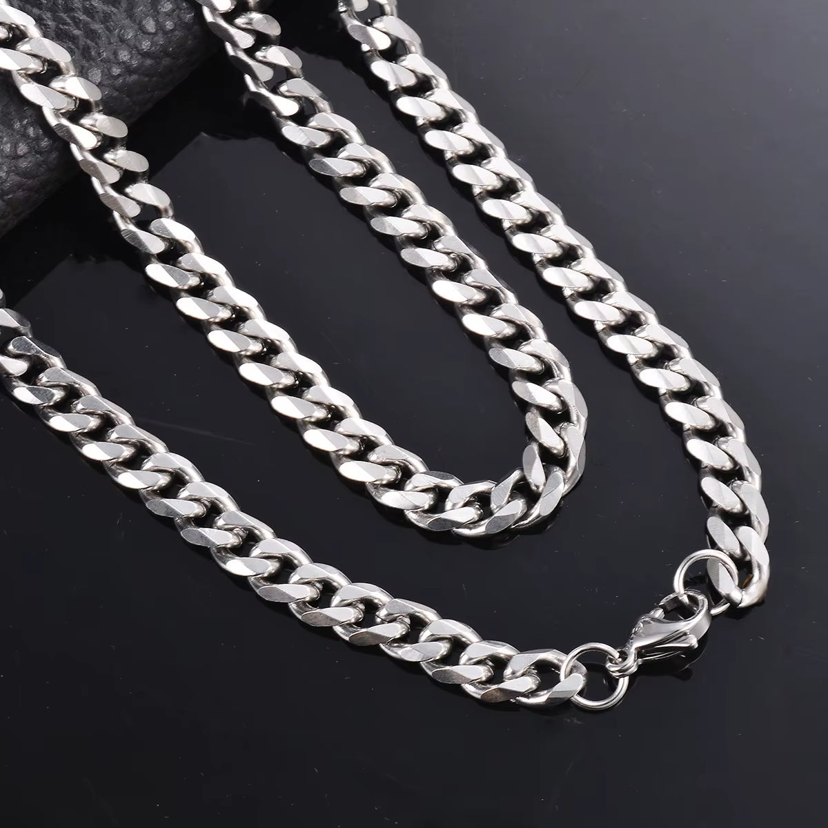 1 Piece Size 3.6Mm-9Mm Men'S Necklace Stainless Steel Cuban Link Chain Bracelet Necklace Steel Color Male Jewelry