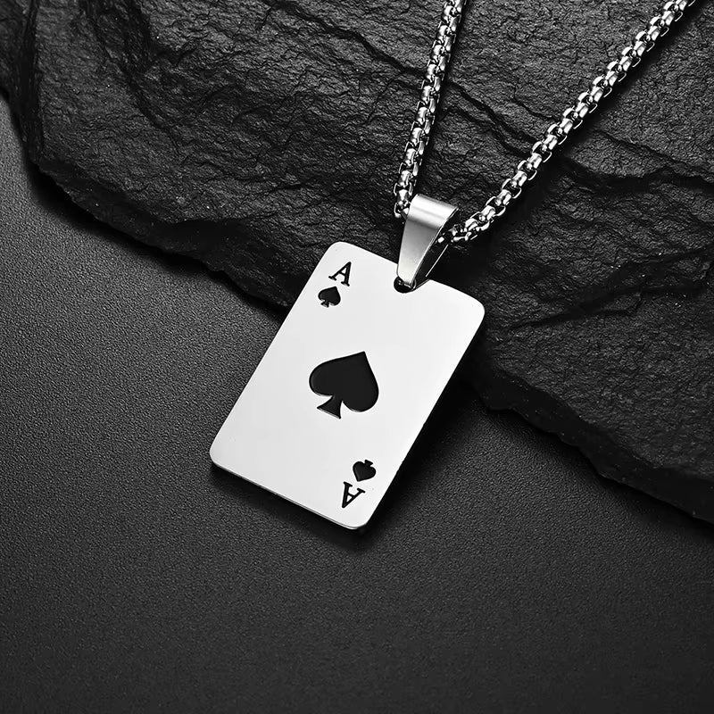 Fashionable Simple Playing Card Decorative Stainless Steel Necklace Suitable for Daily Party Travel and Fashionable Jewelry