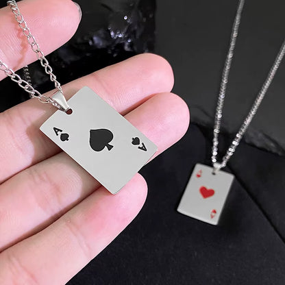 Fashionable Simple Playing Card Decorative Stainless Steel Necklace Suitable for Daily Party Travel and Fashionable Jewelry